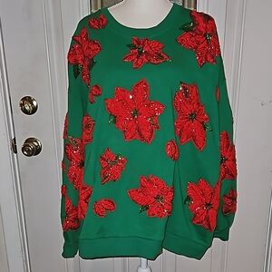 Queen of Sparks XL Poinsettia Sweatshirt